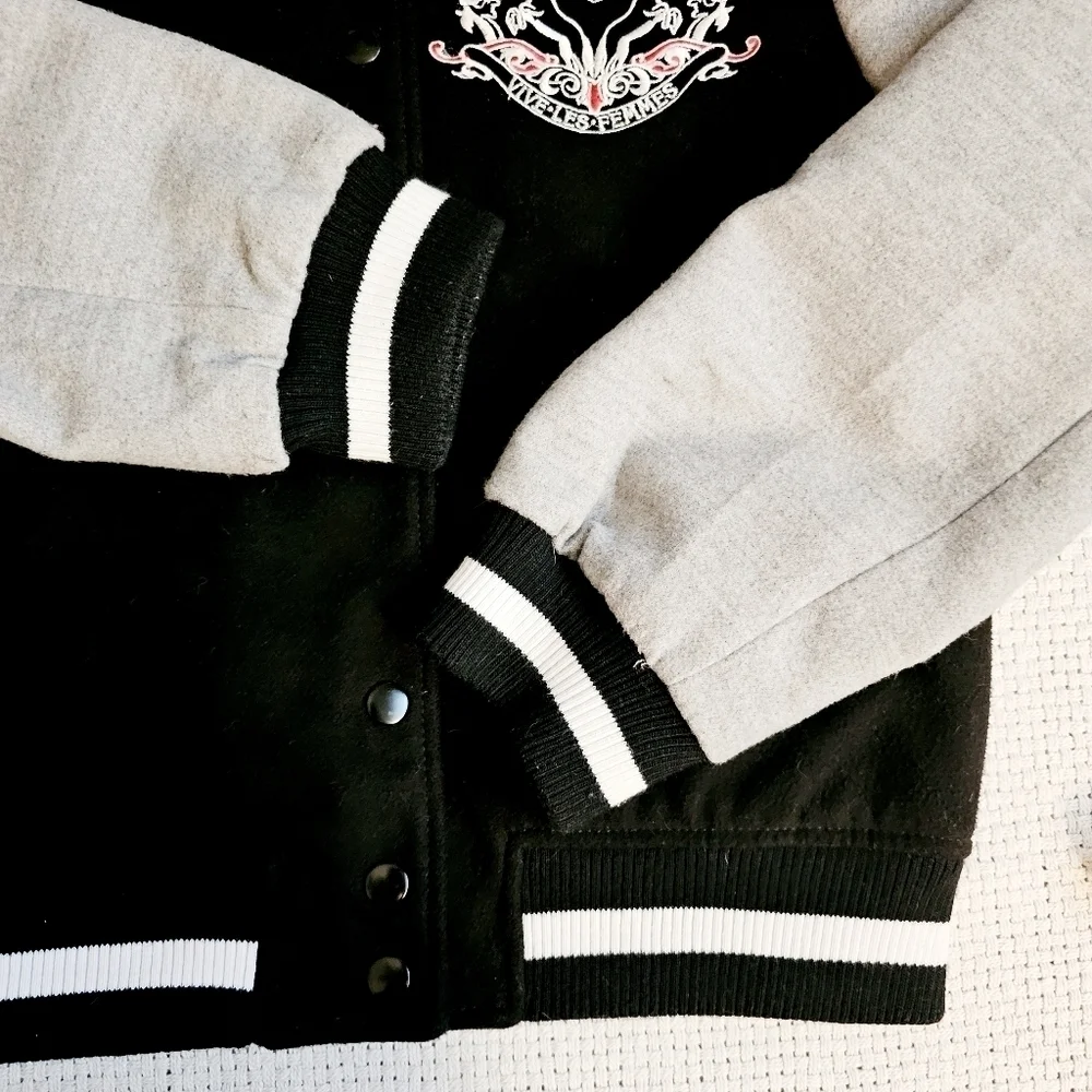 H&M Varsity Jacket With Vive Les Femmes Patch Size 2